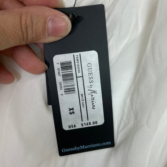 Guess By Marciano women extra small Ivory Silk Peasant Mini Dress new boho light - Picture 7 of 7